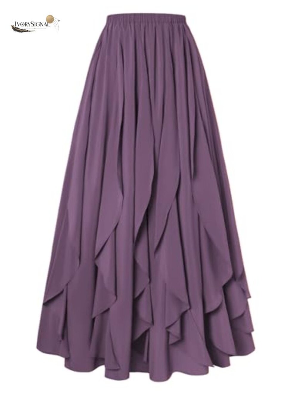 Renaissance Long Maxi Skirt Boho Ruffle Chiffon High Waist Elastic Women